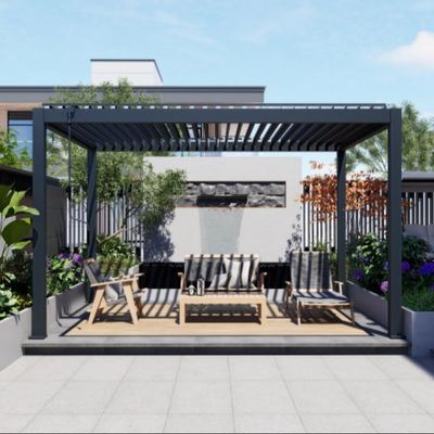 Un buon prezzo. Pergola in alluminio leggera e manuale per lo spazio di svago all'aperto in linea