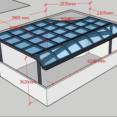 Tetti di supporto in alluminio personalizzati con lamiere di policarbonato